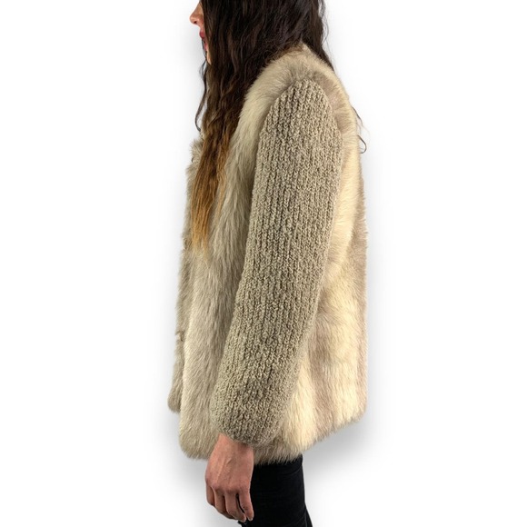 ❌SOLD❌1950's faux fur with knitted wool sleeve coat by DUBROWSKY & PERLBINDER - Picture 5 of 14